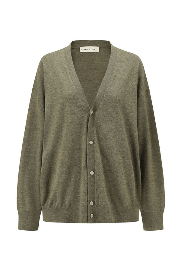 SWAYING 25 Early Autumn Outline Cashmere Cardigan SW-SW25PF1T17C1-LV Green